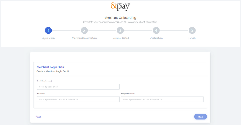 Ampersandpay Merchant Application, online submission