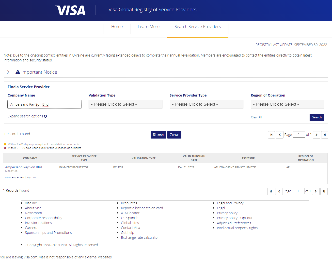 Ampersandpay Payment Facilitator for Visa